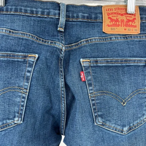 Levi Strauss 511 Slim Fit Jeans Mens W32 L32 Blue‎ Denim Classic preppy - Picture 4 of 16